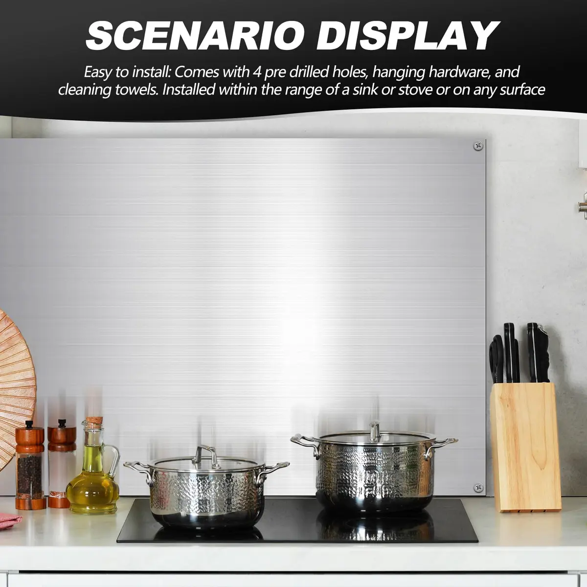 Yaocom Stainless Steel Backsplash 24x30 Inch | Protects Walls from Splatter - view 7
