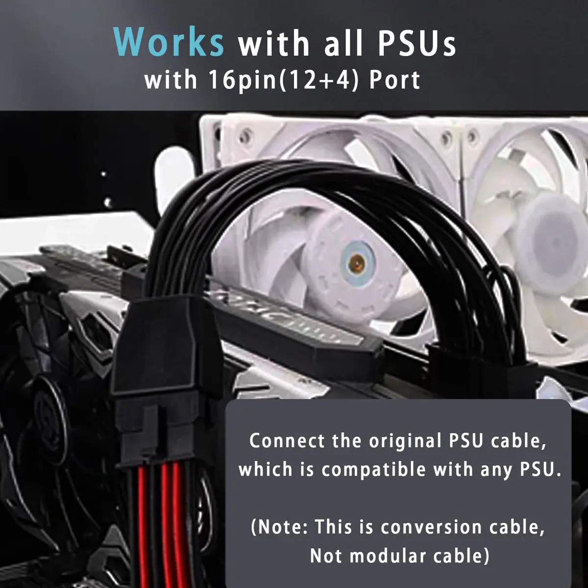 COMeap 16 Pin to Dual 8 Pin PCIe Conversion Cable 18cm (7in) | Powers GPUs with 12VHPWR PSU Ports - view 5