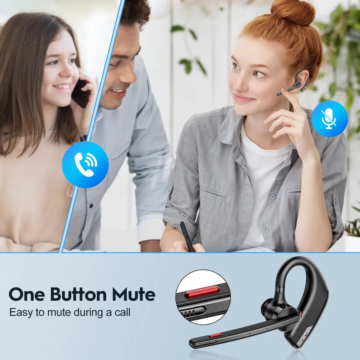 New Bee M51 Bluetooth Headset with Charging Case | Dual Mic Noise Cancelling Earpiece - view 5