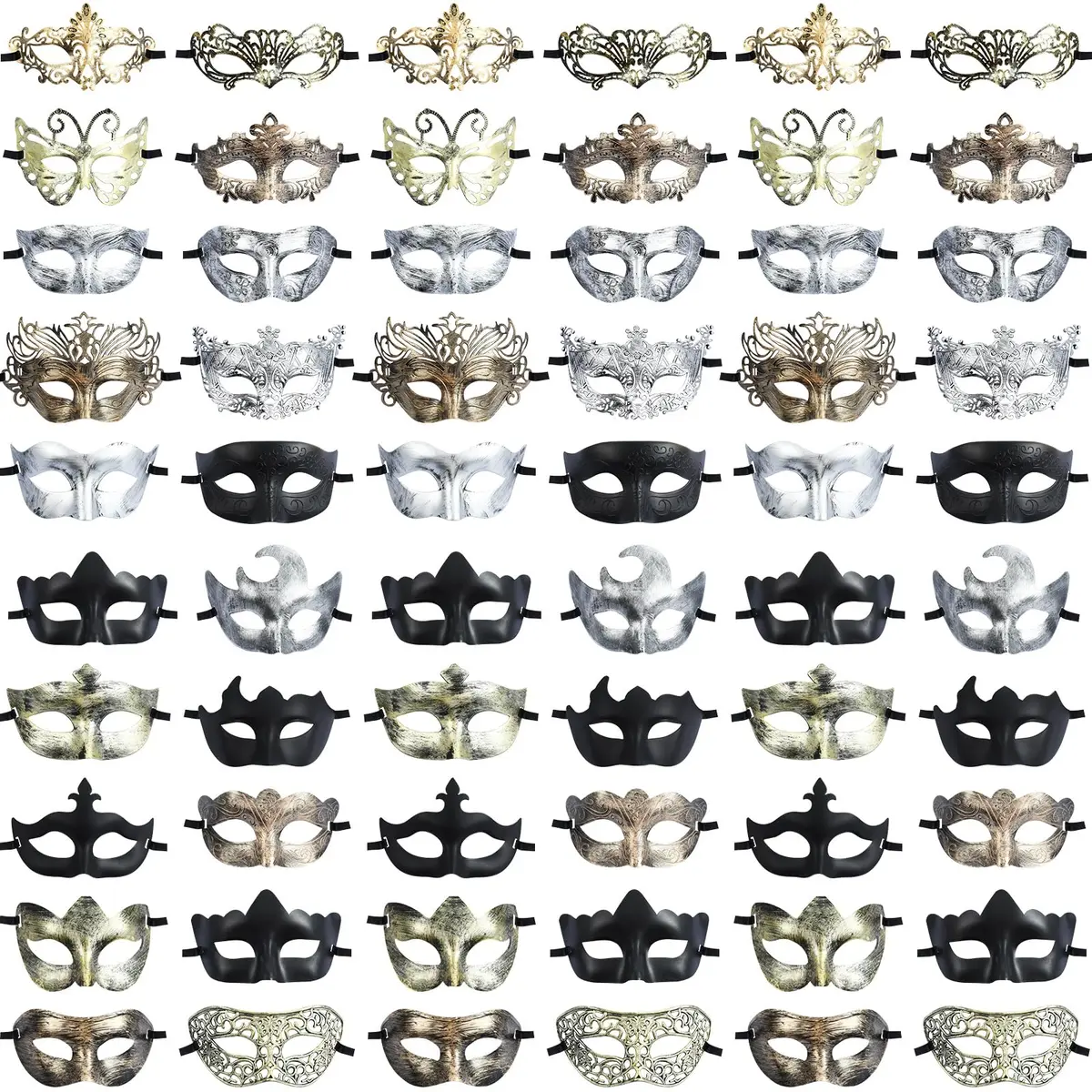 Chivao 60 Pcs Halloween Masquerade Masks Bulk | Classic Venetian Style for Parties - main product image