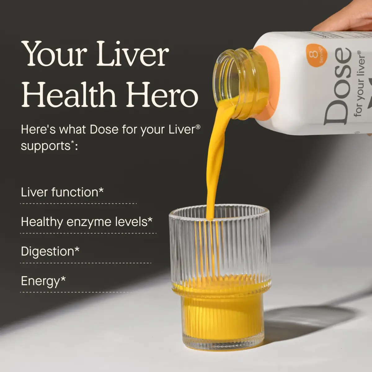 Dose for Your Liver Orange 16oz Herbal Supplement | Organic Milk Thistle, Turmeric, Dandelion, Ginger for Liver Cleanse & Detox - view 3