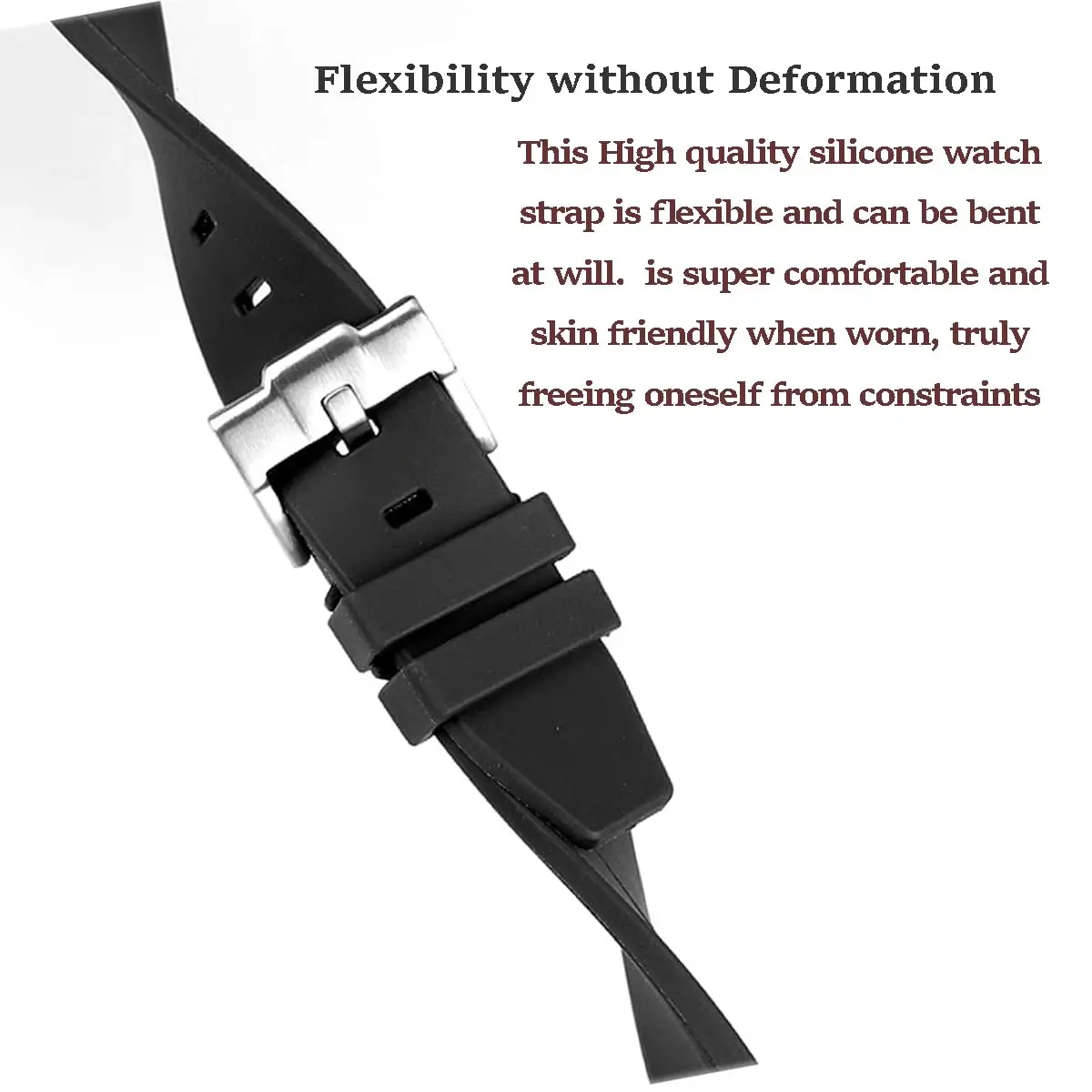 Niziruoup Watch Band for Omega Swatch Rolex 22mm | Curved No Gap Silicone Rubber Strap - view 2