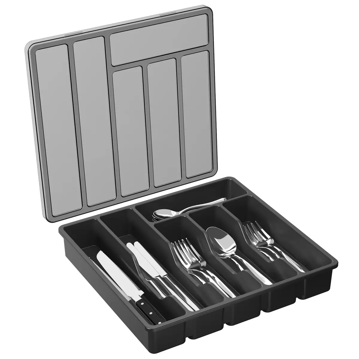 Lifewit Silverware Organizer with Lid, 12.6x11.8, Dust-Free Storage, BPA-Free, Modern Design - main product image