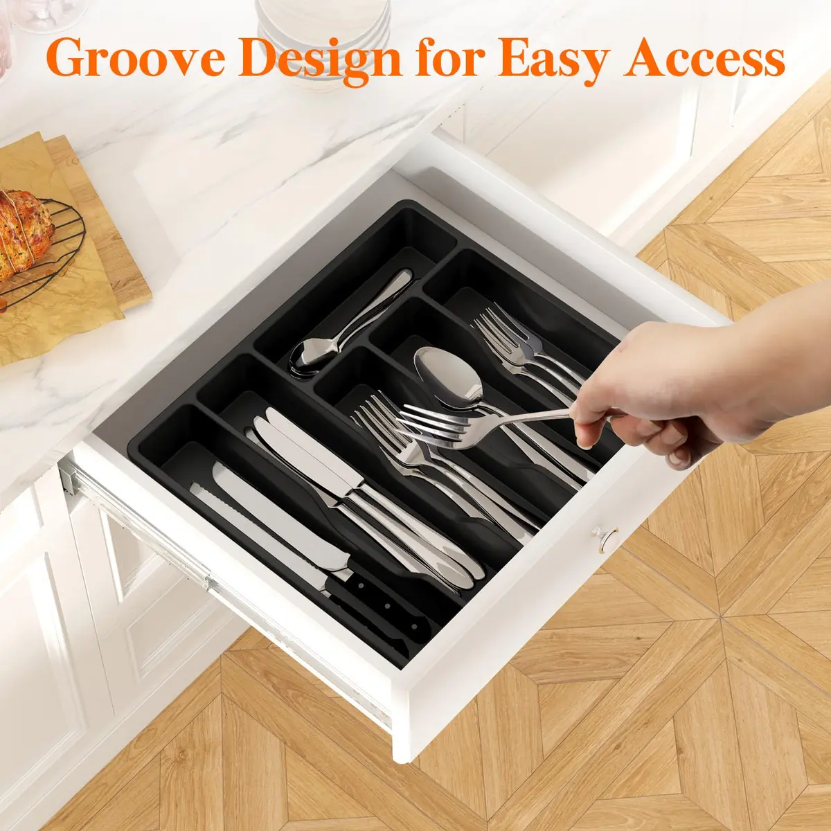 Lifewit Silverware Organizer with Lid, 12.6x11.8, Dust-Free Storage, BPA-Free, Modern Design - view 8