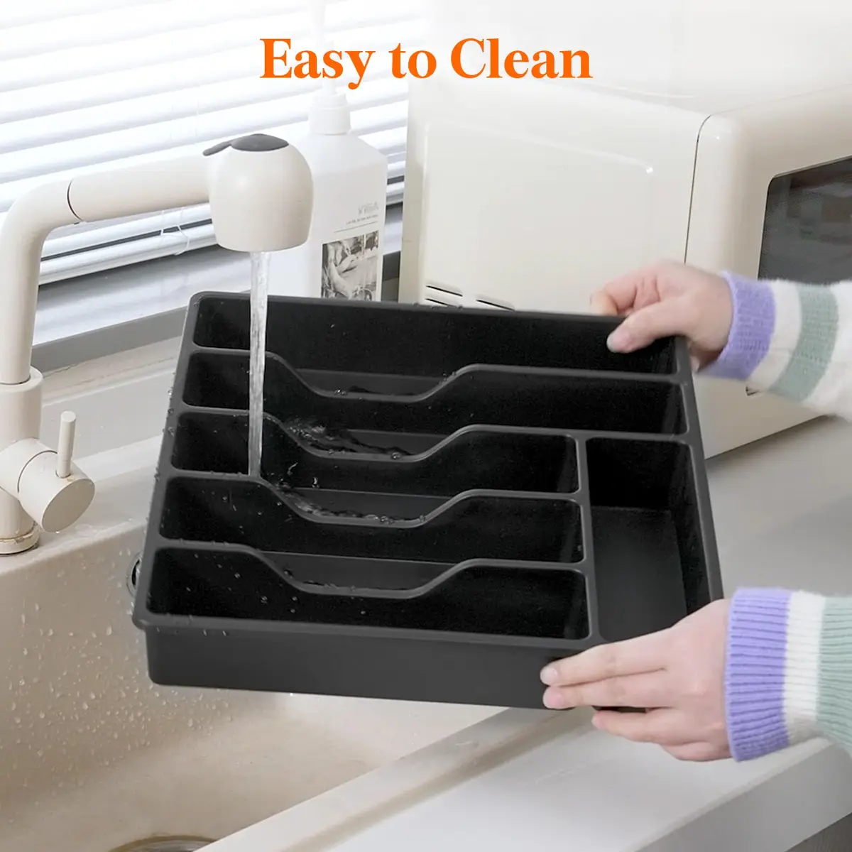 Lifewit Silverware Organizer with Lid, 12.6x11.8, Dust-Free Storage, BPA-Free, Modern Design - view 9