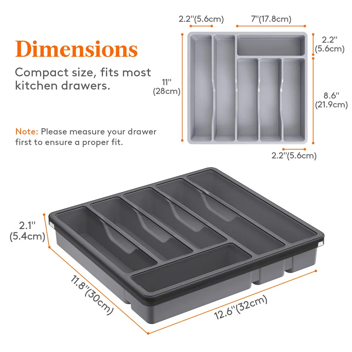 Lifewit Silverware Organizer with Lid, Covered Utensil Tray, 12.6x11.8 | Dust-Free Storage & 6 Compartments - view 4