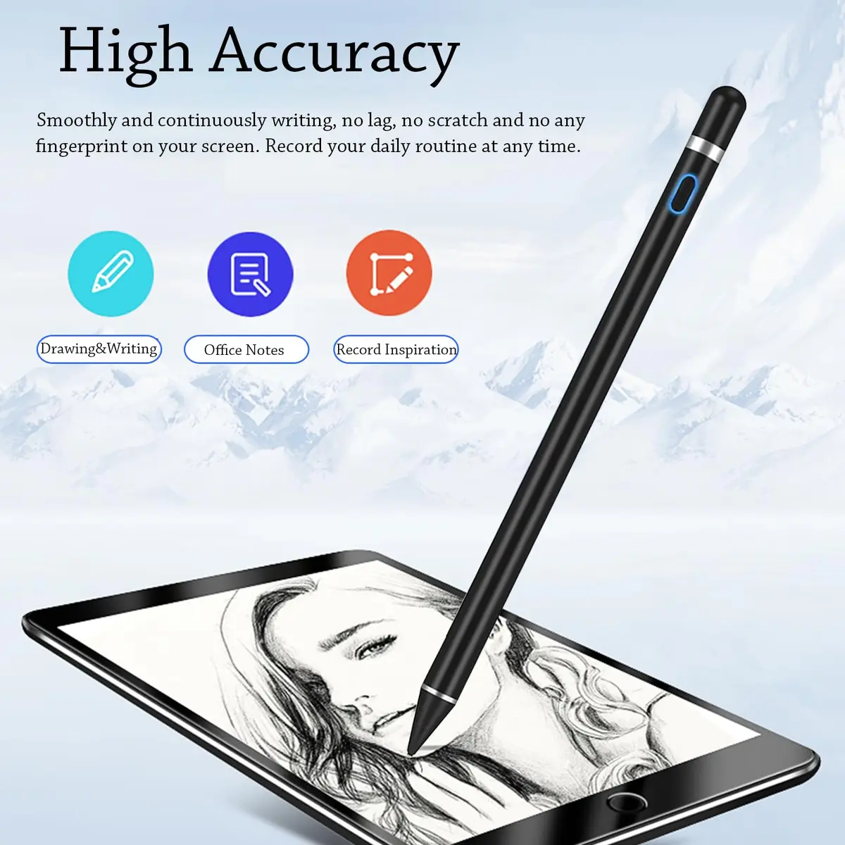 DOGAIN Black Stylus Pen for iOS & Android Touch Screens | 1.45mm Fine Point Rechargeable Stylus Pen for iPad/iPhone/Android/Tablet/Switch - view 5