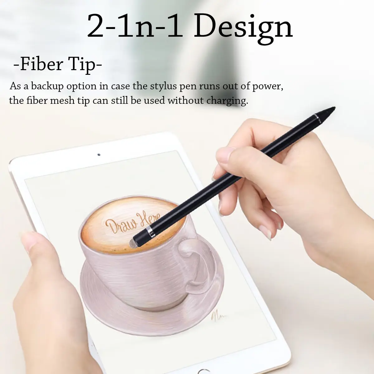 DOGAIN Black Stylus Pen for iOS & Android Touch Screens | 1.45mm Fine Point Rechargeable Stylus Pen for iPad/iPhone/Android/Tablet/Switch - view 4