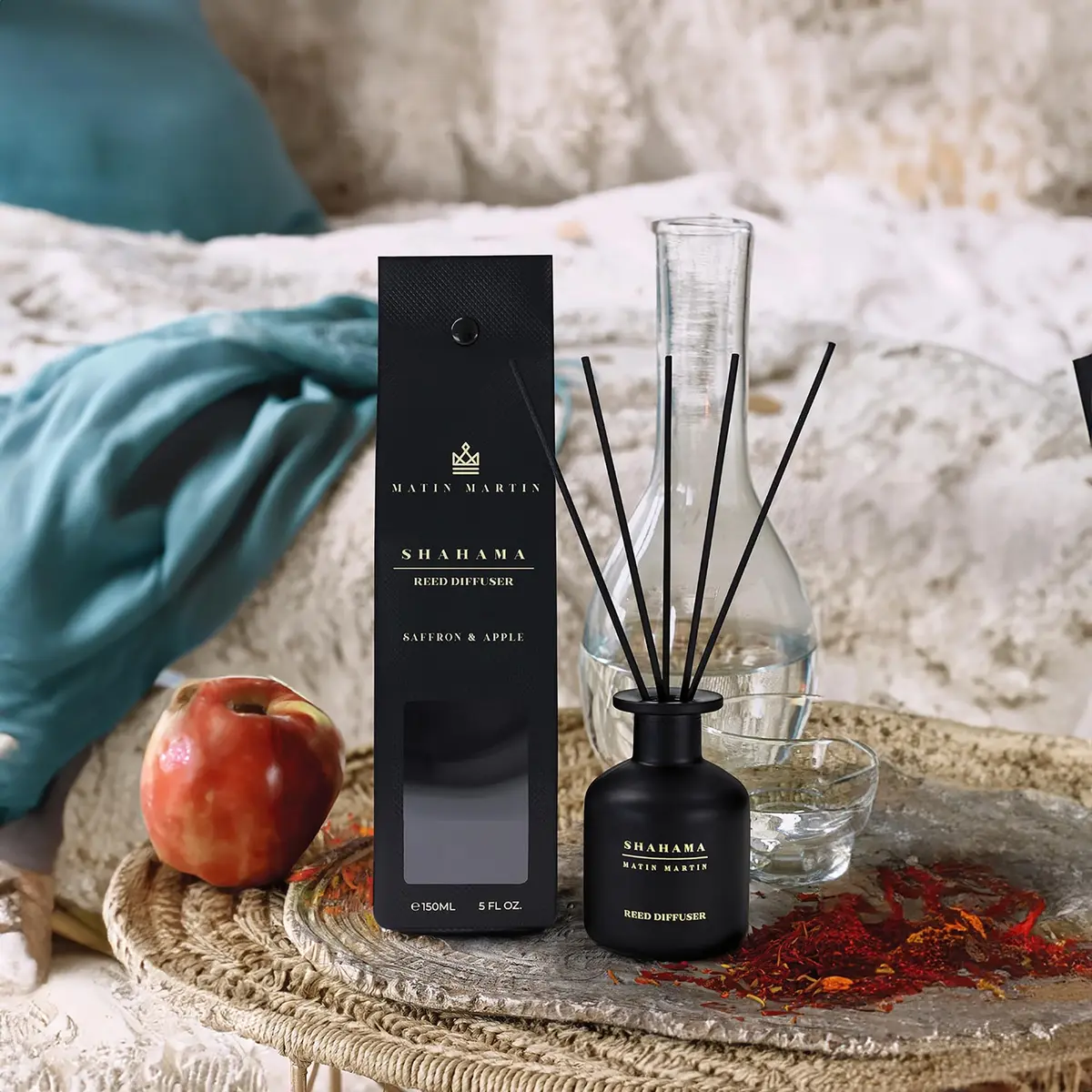 Matin Martin Shahama Reed Diffuser 5 oz | Luxury Aromatherapy with Saffron & Apple - view 2