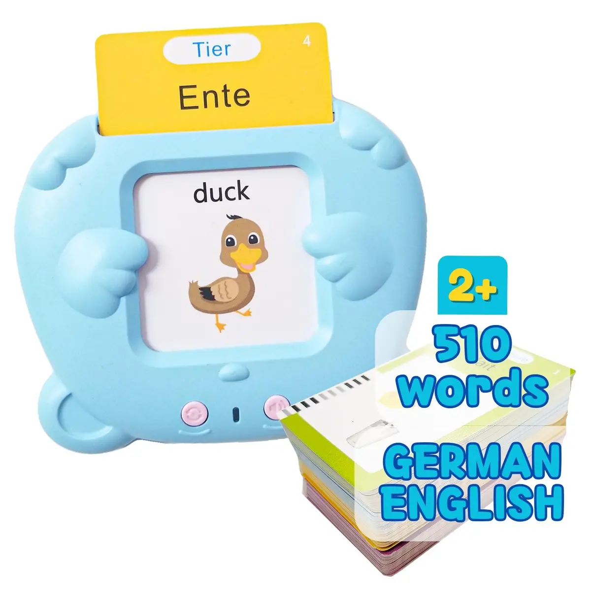 ZeenKind German & English Talking Flash Cards for Toddlers 255 Cards | Bilingual Speech & Learning Toy - main product image
