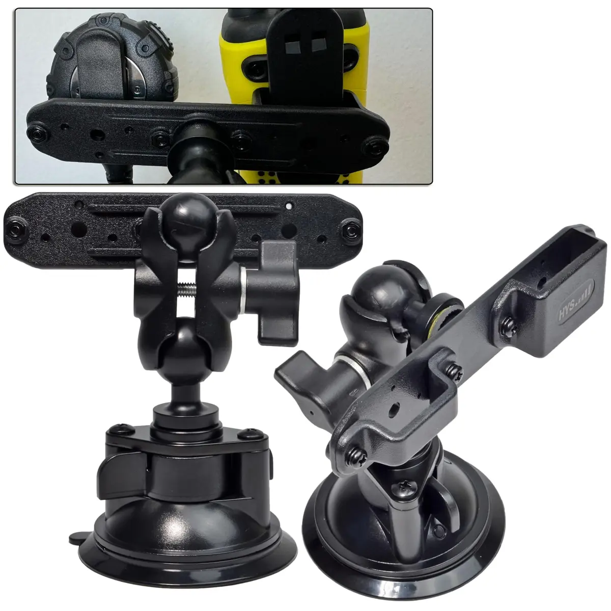 HYS Suction Cup Car Mount for Walkie Talkie HT & Remote Mic | Universal Hands-Free Radio Holder - view 5