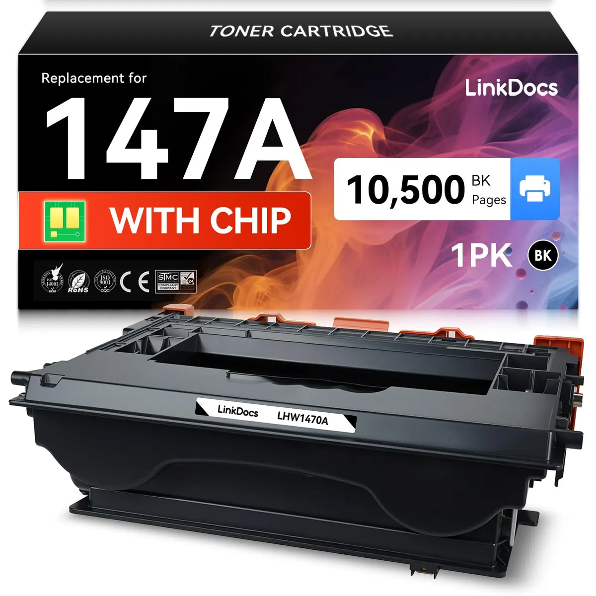 LinkDocs 147A Toner Cartridge Black (10,500 Pages) | High-Quality Laser Printer Toner for HP Enterprise - main product image