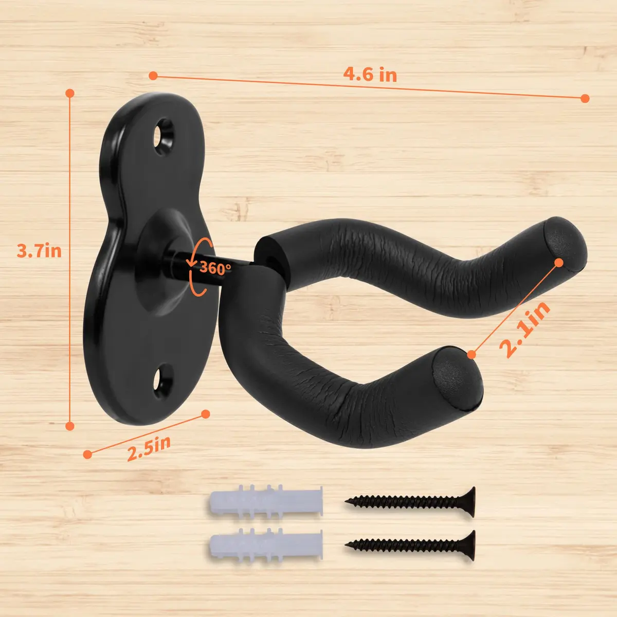 Sound harbor Guitar Wall Mount 5 Pack | Steel & Soft Padding, Holds 27.2 kg (60 lb) - view 5