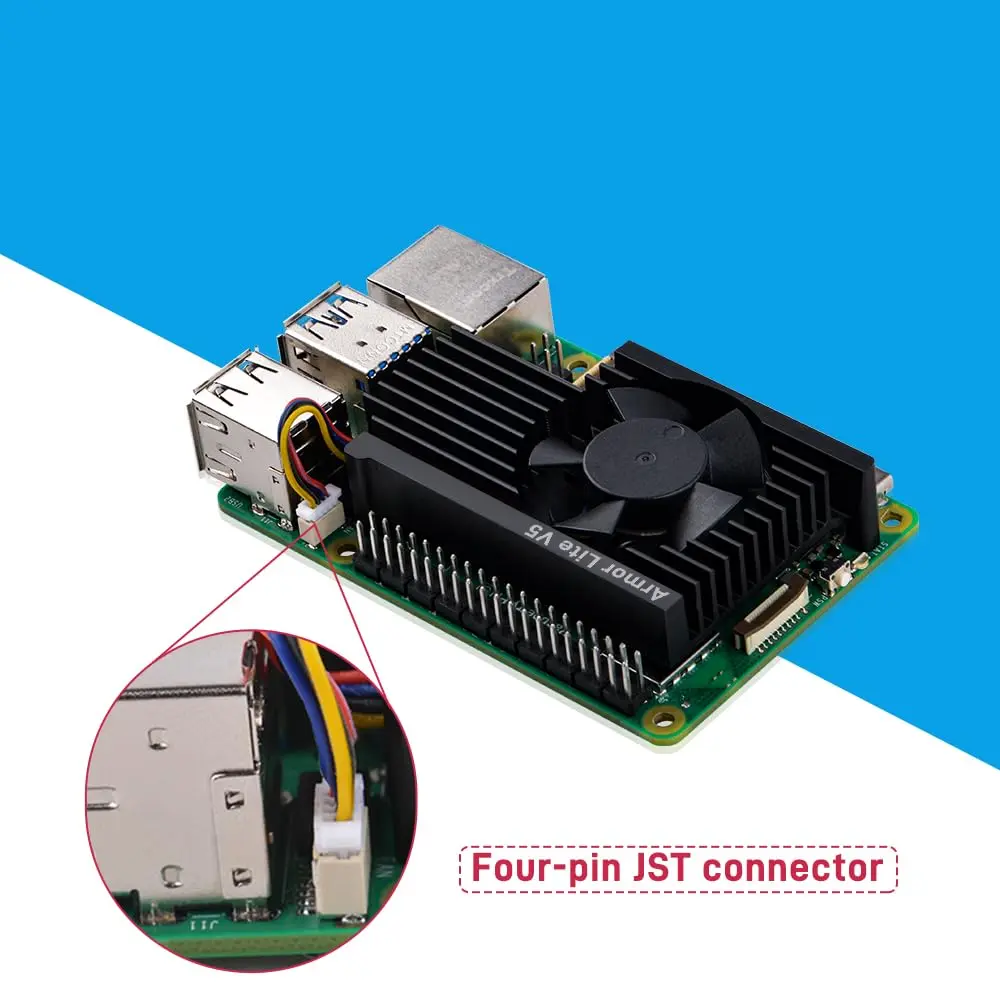 GeeekPi Active Cooler for Raspberry Pi 5, Armor Lite V5 Cooler Aluminum Heatsink & Fan 4GB/8GB | Supports PWM Speed Control - view 5
