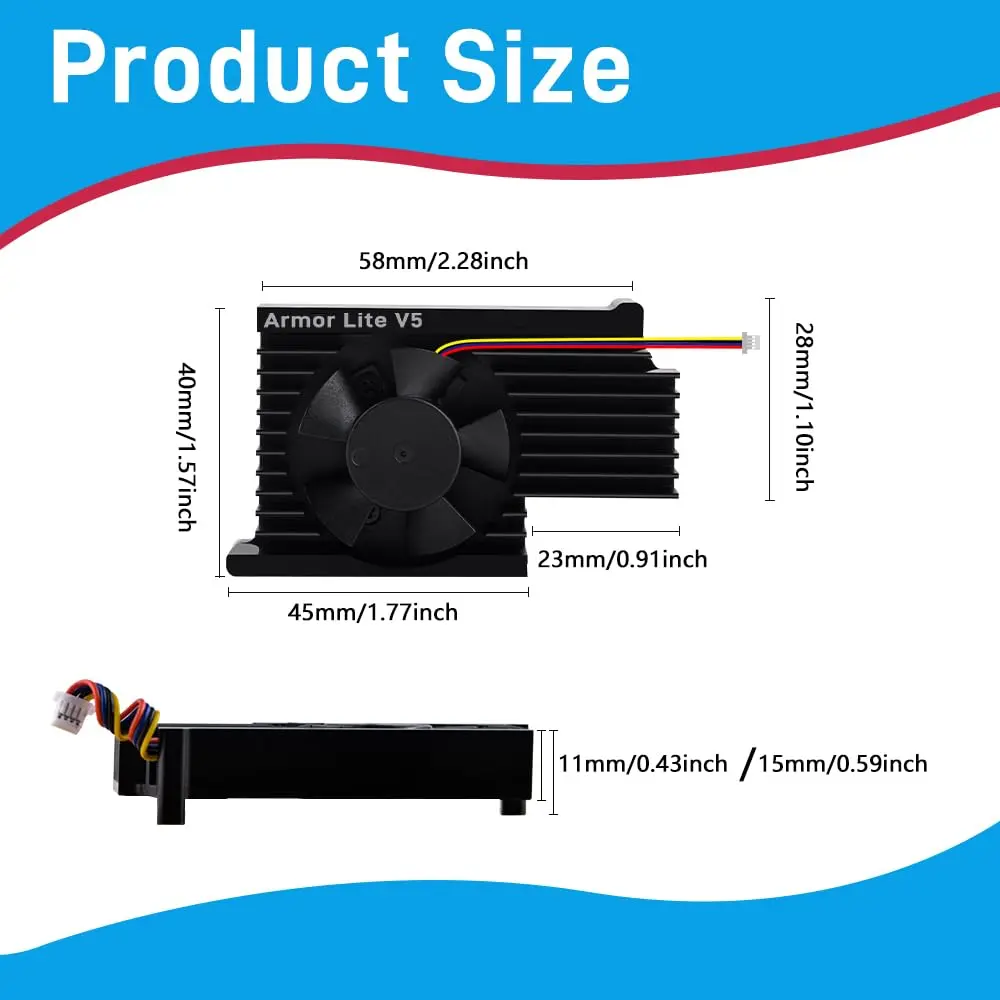 GeeekPi Active Cooler for Raspberry Pi 5, Armor Lite V5 Cooler Aluminum Heatsink & Fan 4GB/8GB | Supports PWM Speed Control - view 4