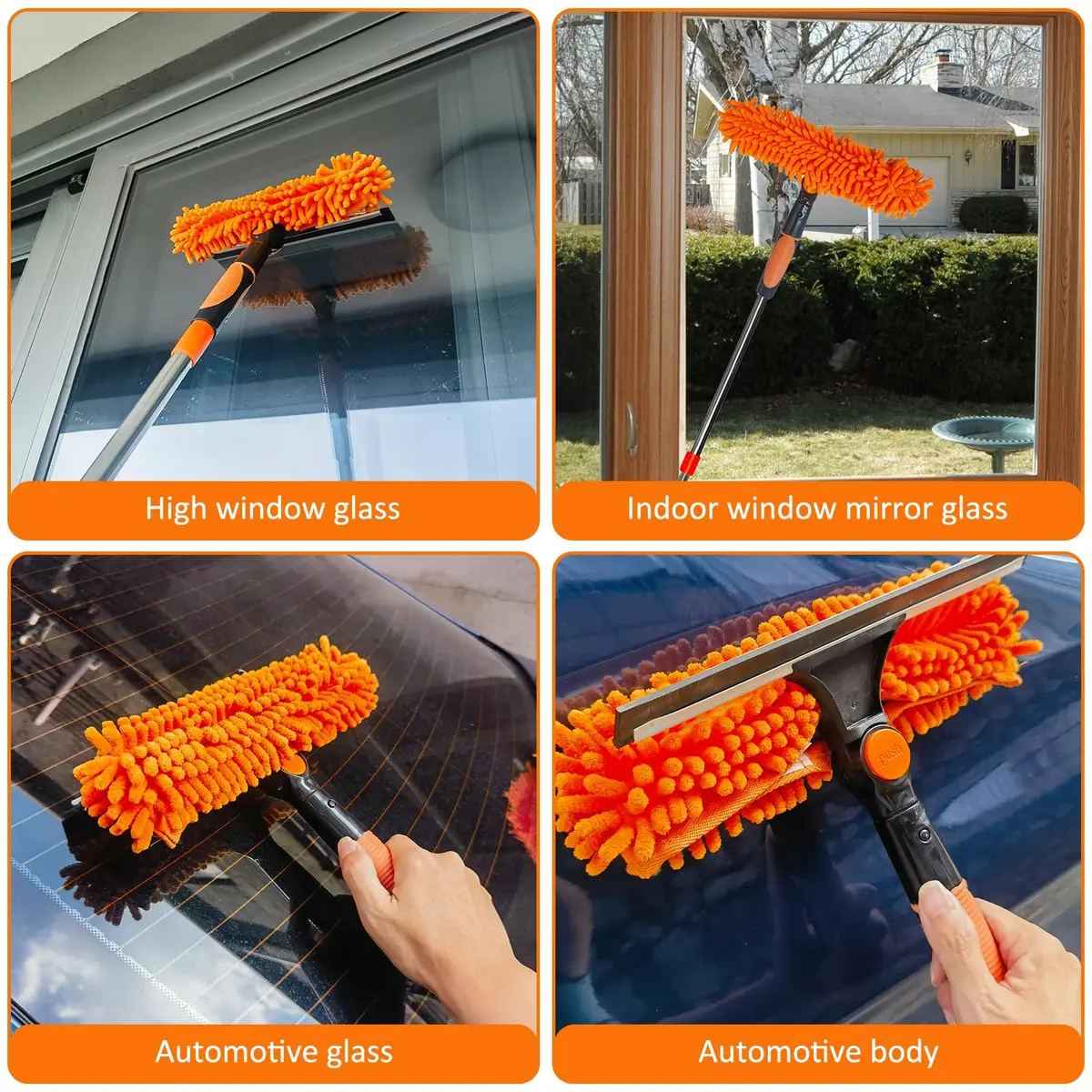 Tonmp 20+ Feet Reach 2 in 1 Window Washing Squeegee & Duster with 3-14 ft Spliceable Extension Pole | Multi-Use Cleaning Tool for Home & Outdoors - view 4