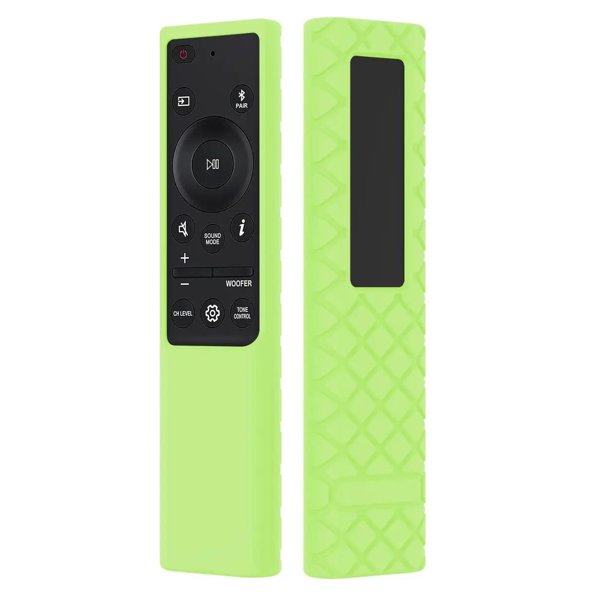 JCMOYUTY GLOW GREEN Silicone Remote Cover for Samsung Soundbar, Full Coverage, Glow in Dark, Drop-Proof, Pet & Kid Safe | AH81-15047A - main product image