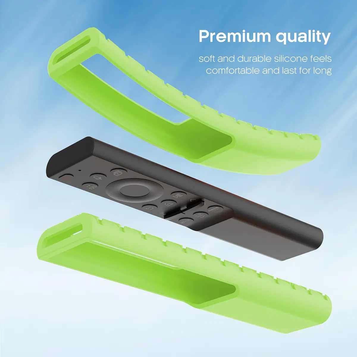 JCMOYUTY GLOW GREEN Silicone Remote Cover for Samsung Soundbar, Full Coverage, Glow in Dark, Drop-Proof, Pet & Kid Safe | AH81-15047A - view 5