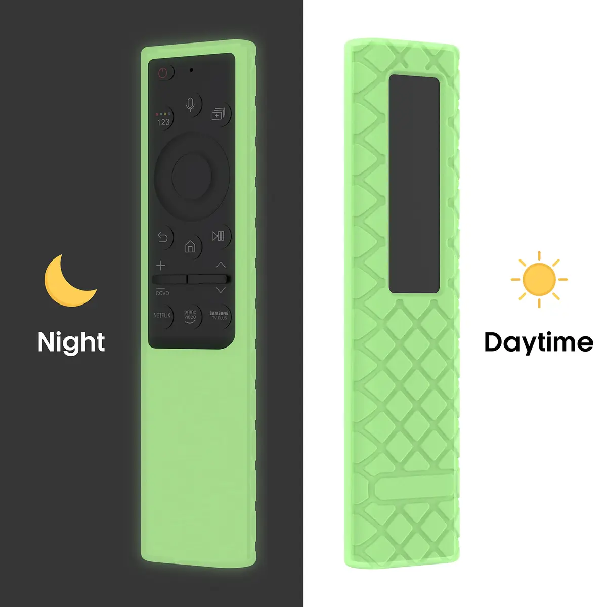 JCMOYUTY GLOW GREEN Silicone Remote Cover for Samsung Soundbar, Full Coverage, Glow in Dark, Drop-Proof, Pet & Kid Safe | AH81-15047A - view 6
