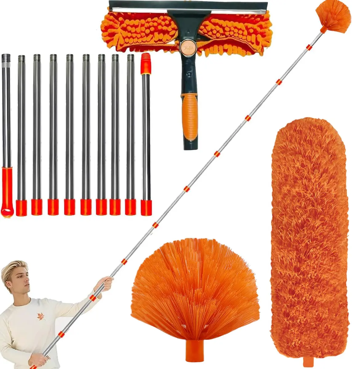 Tockrop High Reach Dusting Kit with 14 ft Extension Pole & 3 Duster Heads | Cleans Up to 20 ft High - main product image
