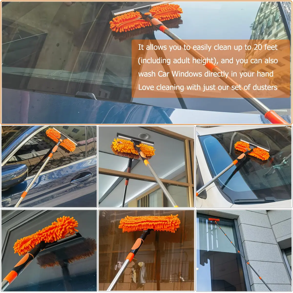 Tockrop High Reach Dusting Kit with 14 ft Extension Pole & 3 Duster Heads | Cleans Up to 20 ft High - view 4