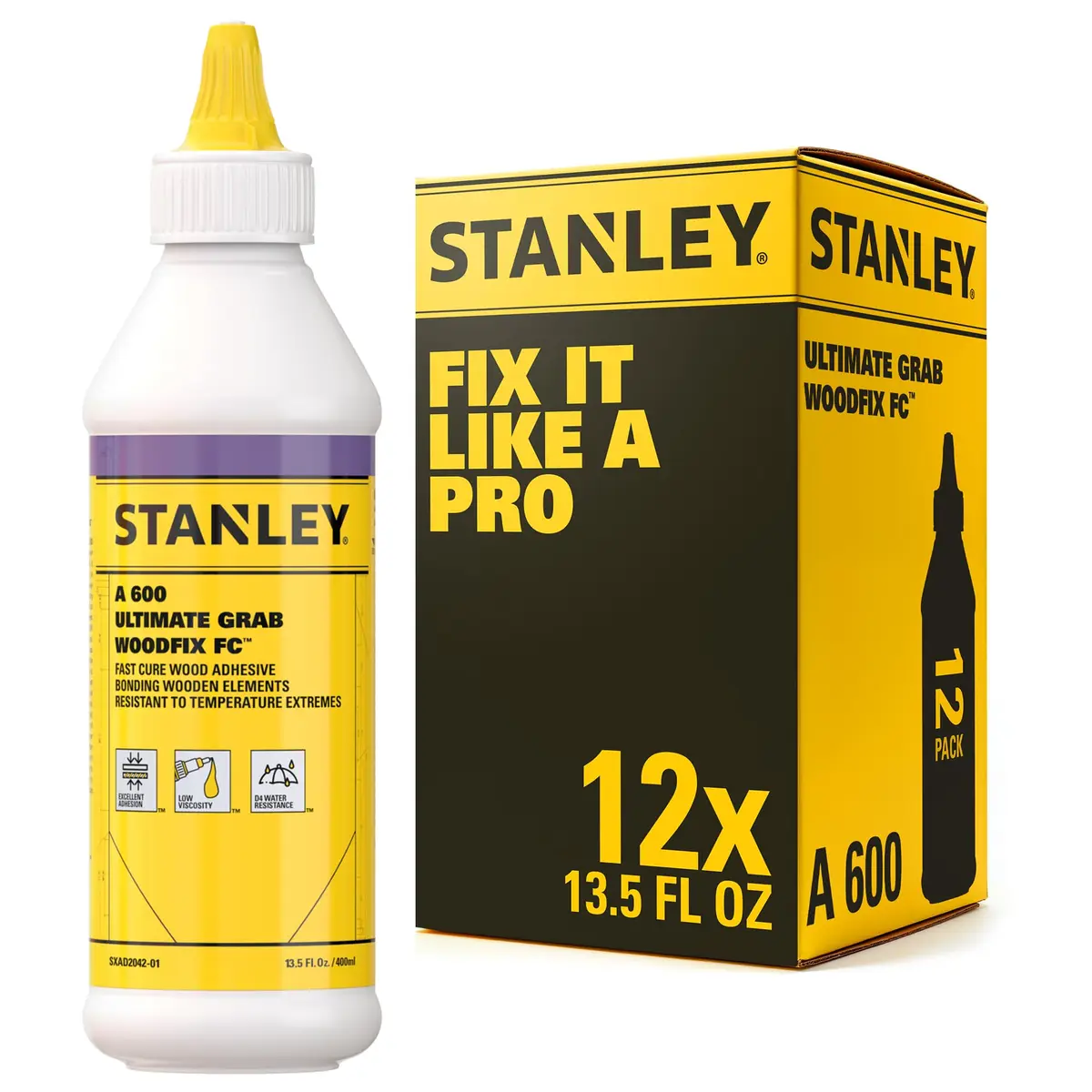 STANLEY Fast Cure Wood Glue 12 Pack | High Strength, Water-Resistant, Quick Dry (70-120c) - main product image