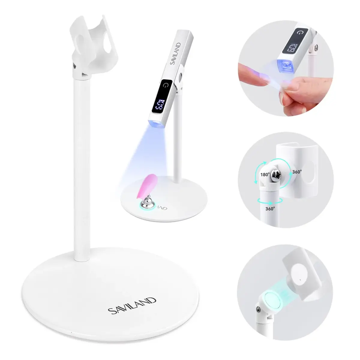 SAVILAND 360° Adjustable Magnetic UV Nail Lamp Stand | Hands-Free Curing for Gel Nails - main product image