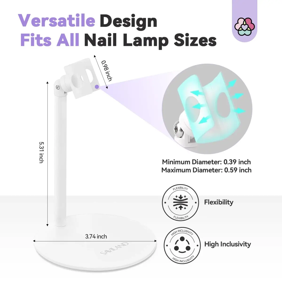 SAVILAND 360° Adjustable Magnetic UV Nail Lamp Stand | Hands-Free Curing for Gel Nails - view 2