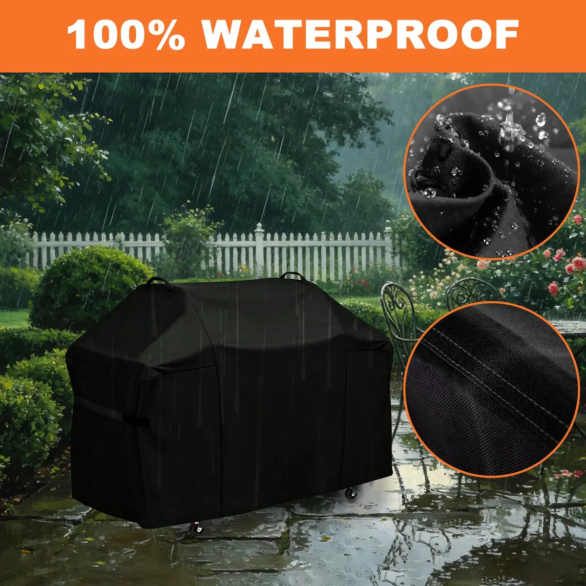 Blackhoso Heavy Duty Grill Cover for Weber Genesis 300 Series & 2022 Genesis 300 Grills, 63"W x 25.6"D x 43"H - view 5