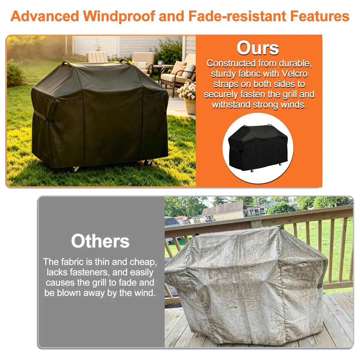 Blackhoso Heavy Duty Grill Cover for Weber Genesis 300 Series & 2022 Genesis 300 Grills, 63"W x 25.6"D x 43"H - view 6