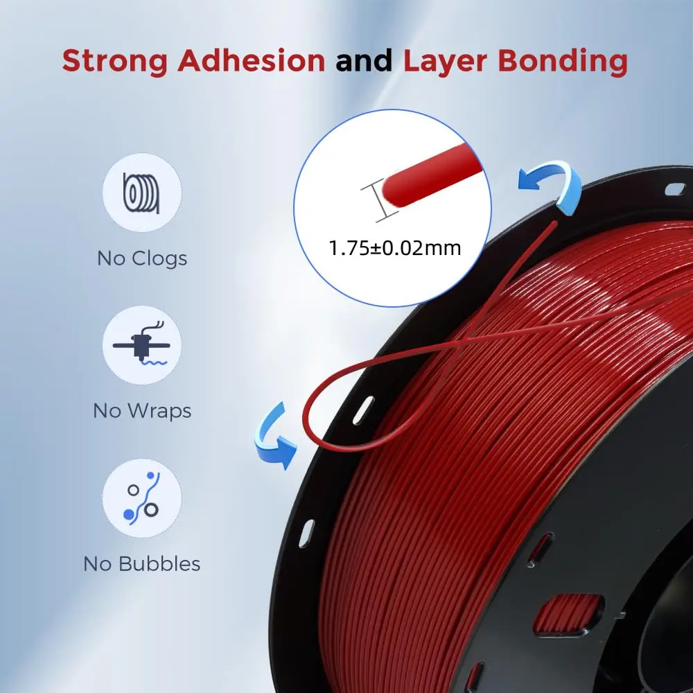 VOXELAB High Speed 1.75mm Filament | Rapid Support 500mm/s | 1kg Spool | Compatible with FDM Printers | HS PLA Ruby Red - view 3