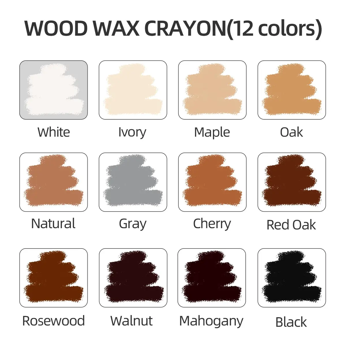 Boncart Wood Filler Sticks 12 Colors | Repair Scratches, Scuffs, Cracks, and Nail Holes on Wood Furniture, Floors, Cabinets, Tables, and Doors - view 2