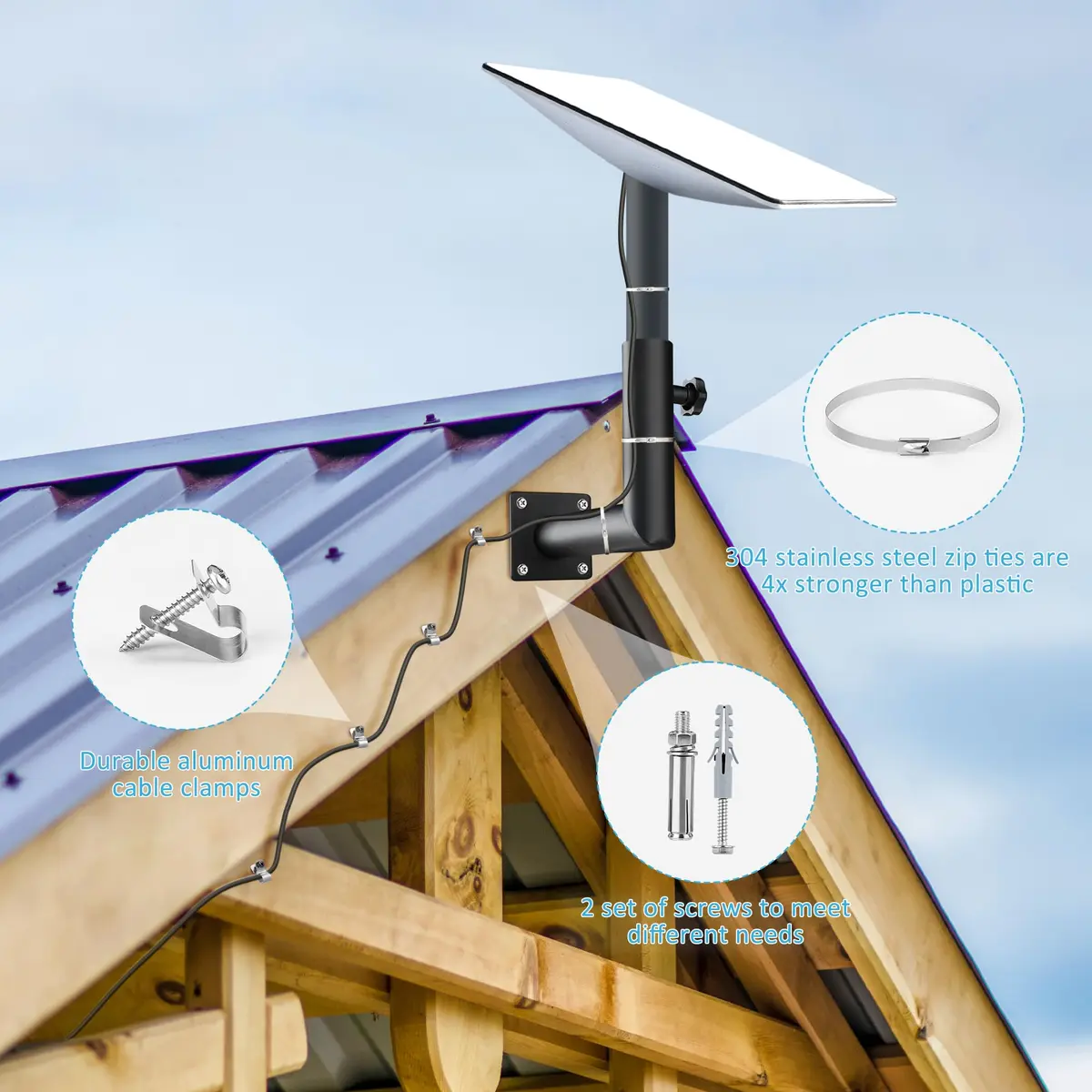 Arinster Starlink Short Wall Mount Kit for Gen 2 Dish | 1.05 kg (2.3 lb) Steel Bracket - view 5