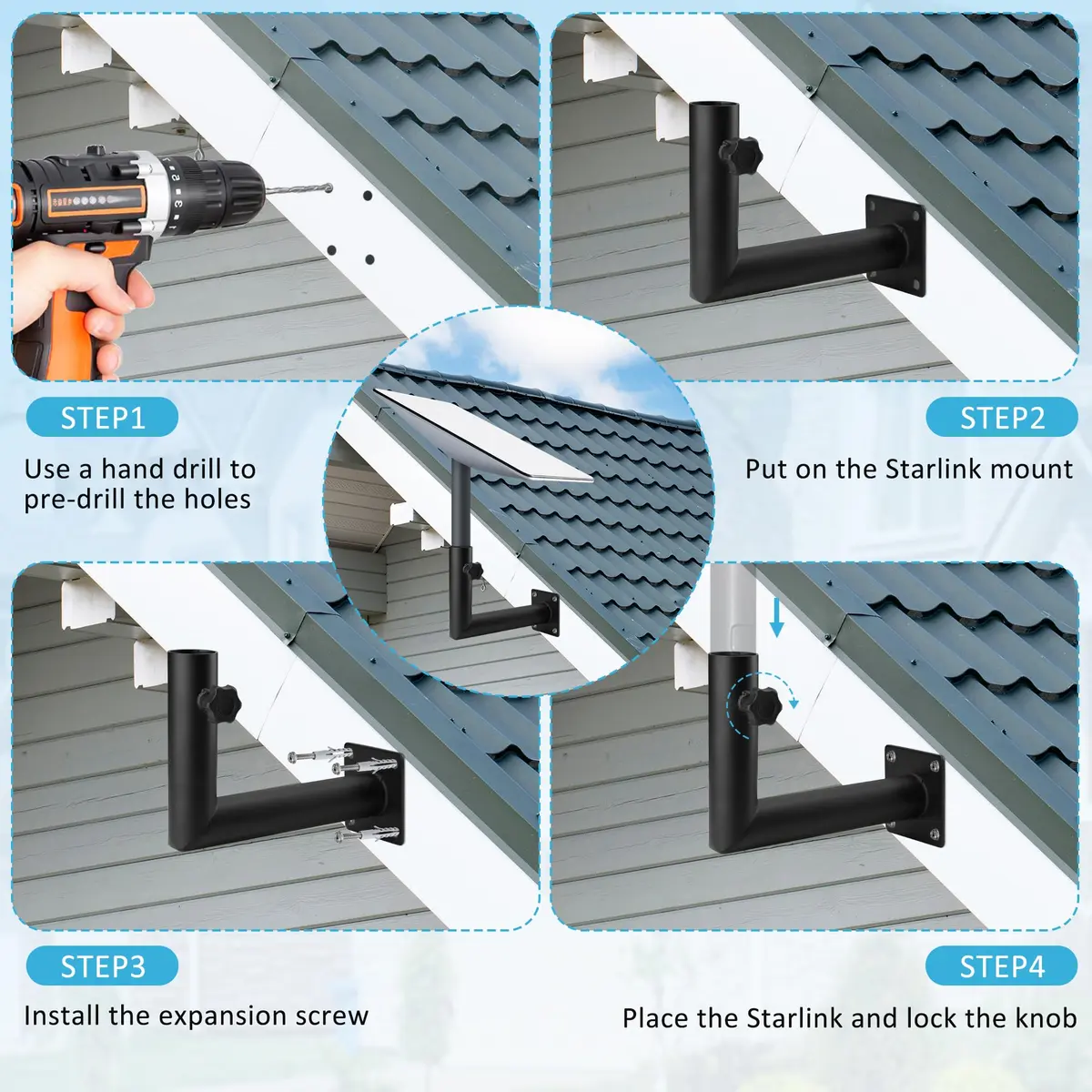 Arinster Starlink Short Wall Mount Kit for Gen 2 Dish | 1.05 kg (2.3 lb) Steel Bracket - view 7