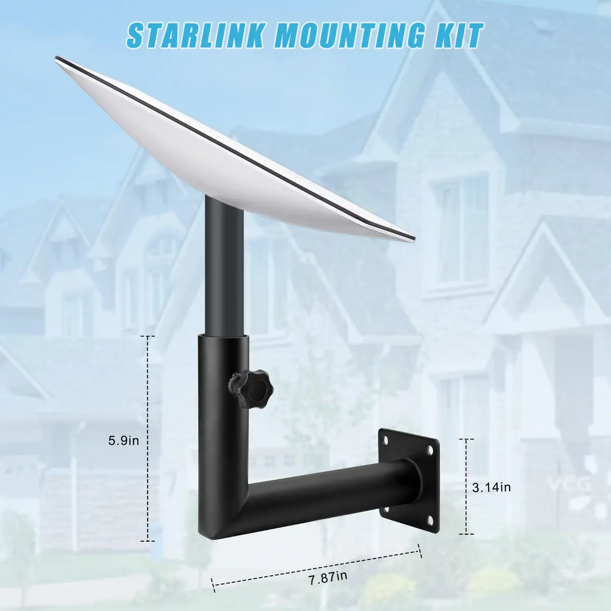 Arinster Starlink Short Wall Mount Kit for Gen 2 Dish | 1.05 kg (2.3 lb) Steel Bracket - view 4