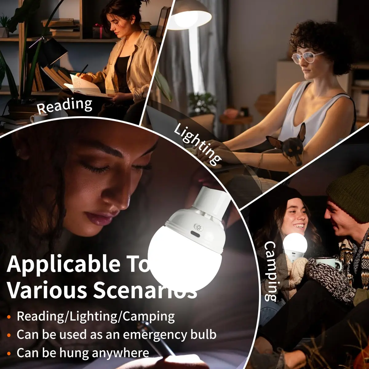 LOCZAR Rechargeable LED Light Bulb with Remote | Battery Operated, Dimmable, Warm White 3000K, E26 Base, Power Outage Ready - view 5