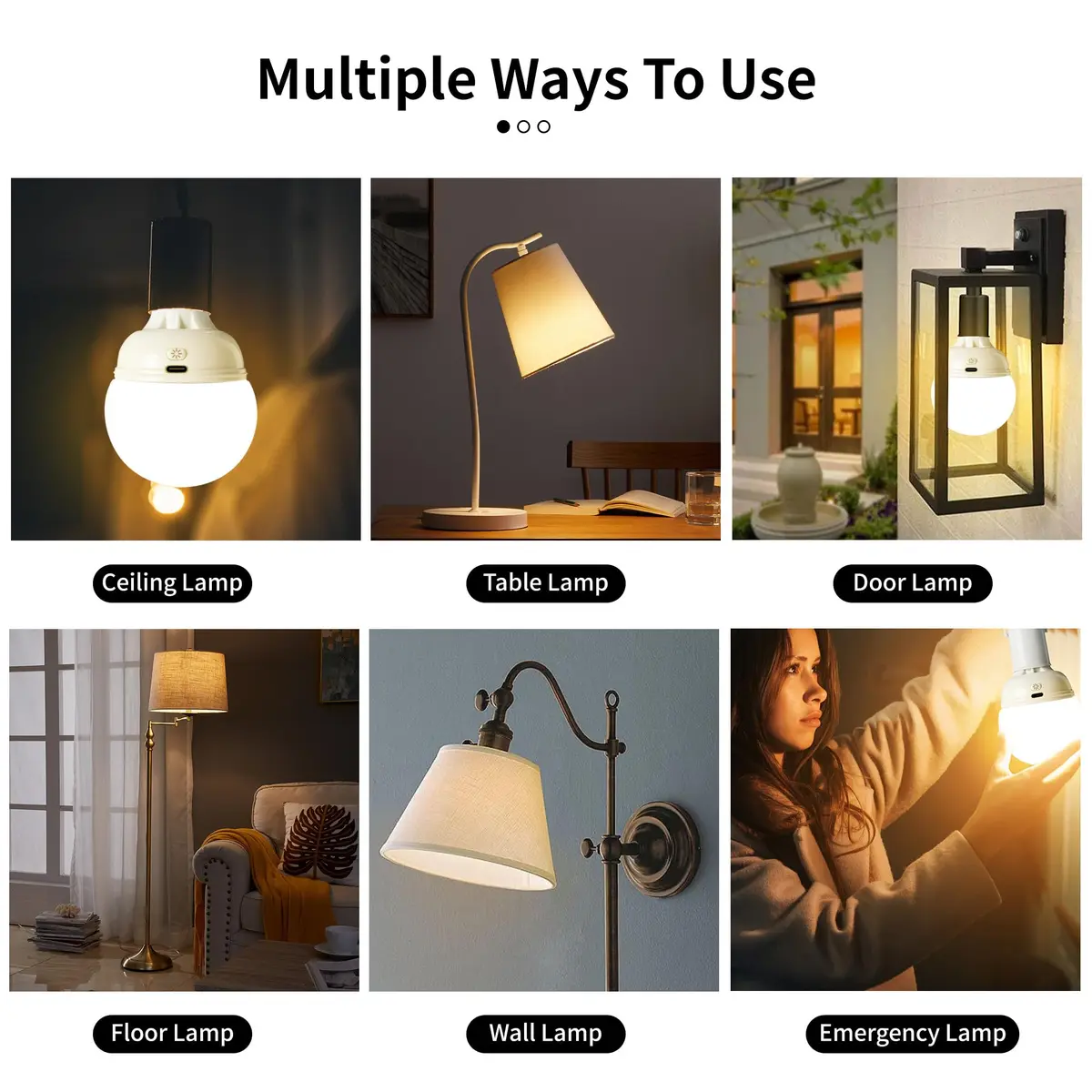 LOCZAR Rechargeable LED Light Bulb with Remote | Battery Operated, Dimmable, Warm White 3000K, E26 Base, Power Outage Ready - view 6