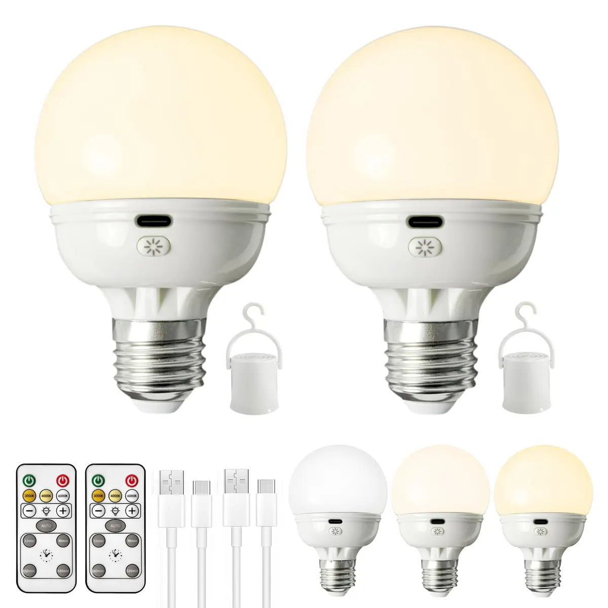 LOCZAR Rechargeable LED Light Bulb with Remote | Battery Operated, Dimmable, Warm White 3000K, E26 Base, Power Outage Ready - main product image