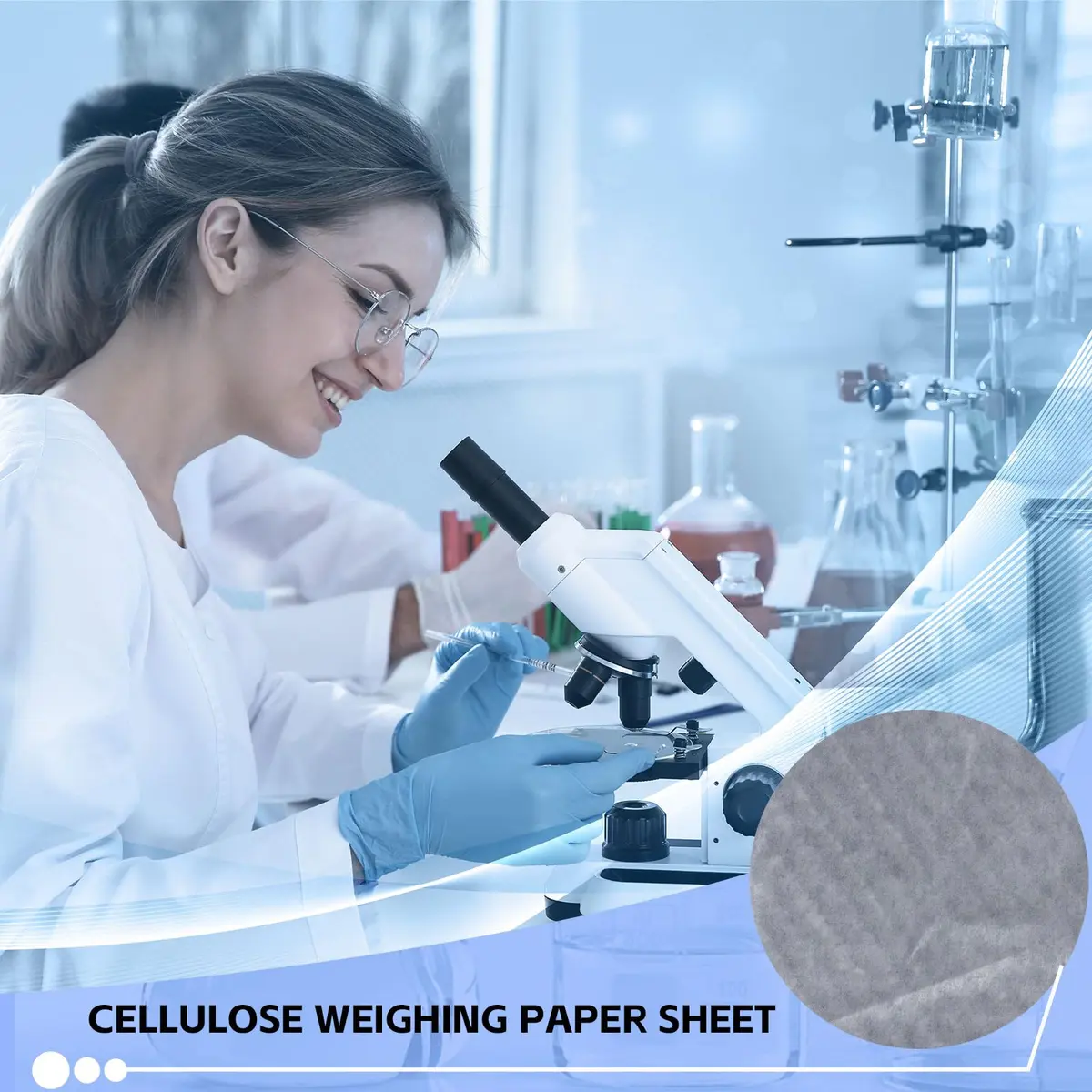 Mooliwe 2000 Pcs Weighing Paper Cellulose Sheet 10cm x 10cm | Non Absorbent, Precision Lab Use - view 5