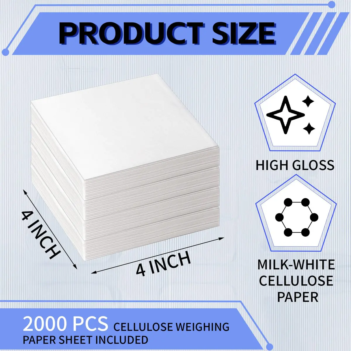 Mooliwe 2000 Pcs Weighing Paper Cellulose Sheet 10cm x 10cm | Non Absorbent, Precision Lab Use - view 2