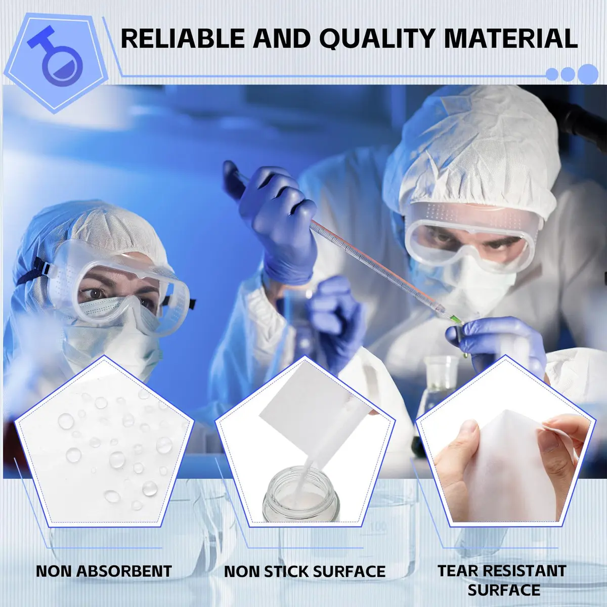 Mooliwe 2000 Pcs Weighing Paper Cellulose Sheet 10cm x 10cm | Non Absorbent, Precision Lab Use - view 3