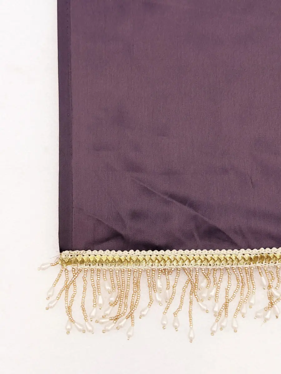 SATAZ Ready to Wear Satin Silk Saree with Pearl Tassels & Belt - Rose Gold, 5.5m (18.04 ft) - view 6