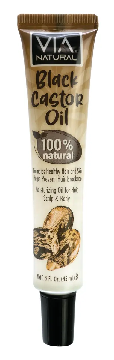Via Natural Black Castor Oil 1.5 Fl Oz | Moisturizes Hair & Skin, Prevents Breakage, Unscented - main product image