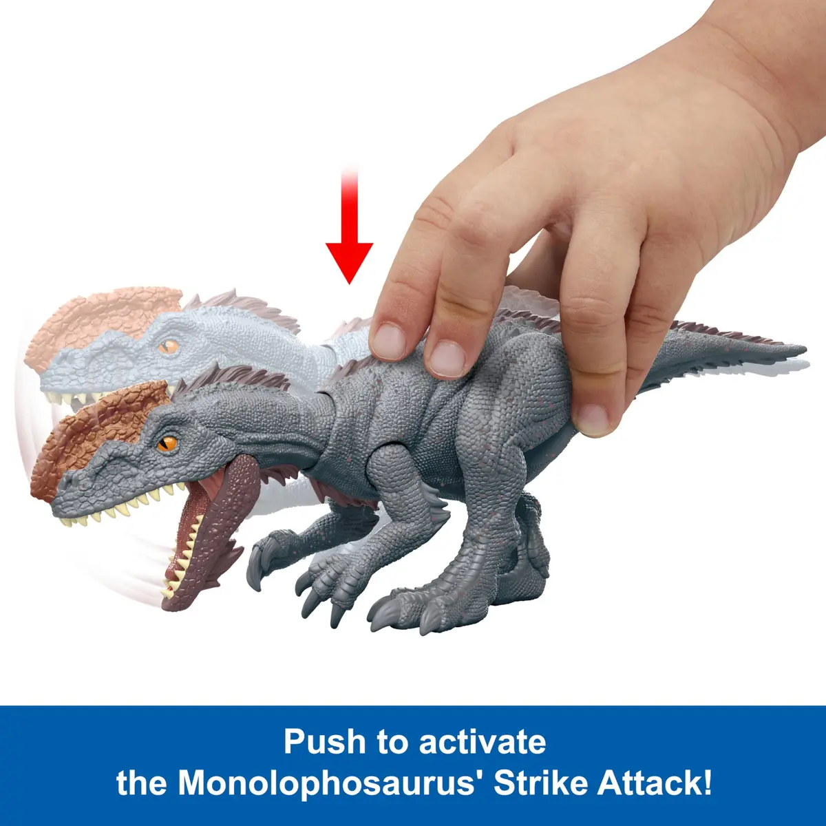 Mattel Jurassic World Strike Attack Dinosaur Toy with Single-Strike Action & Movable Joints | 7-inch Monolophosaurus Action Figure for Kids - view 2