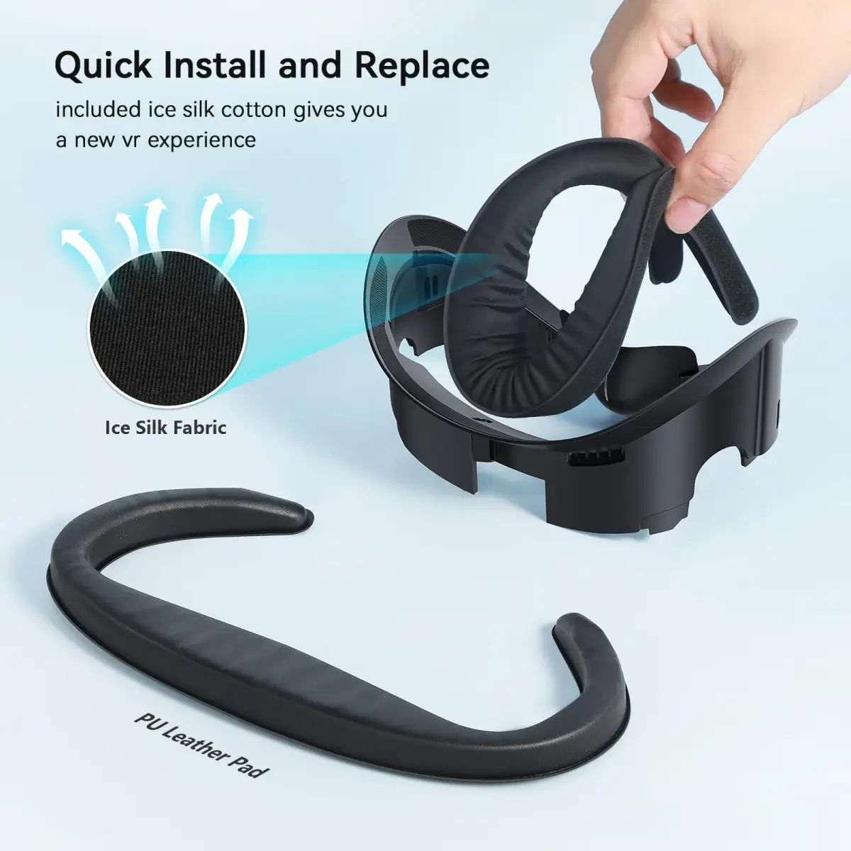 AMVR FC1 Facial Interface for Meta Quest 3 — PU Leather & Ice Silk Pad | 110° FOV Upgrade - view 5