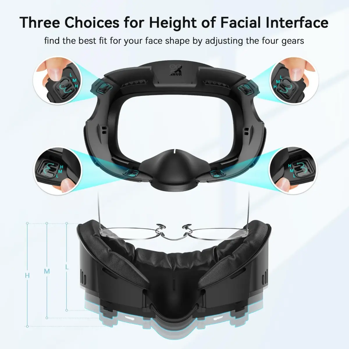 AMVR FC1 Facial Interface for Meta Quest 3 — PU Leather & Ice Silk Pad | 110° FOV Upgrade - view 3