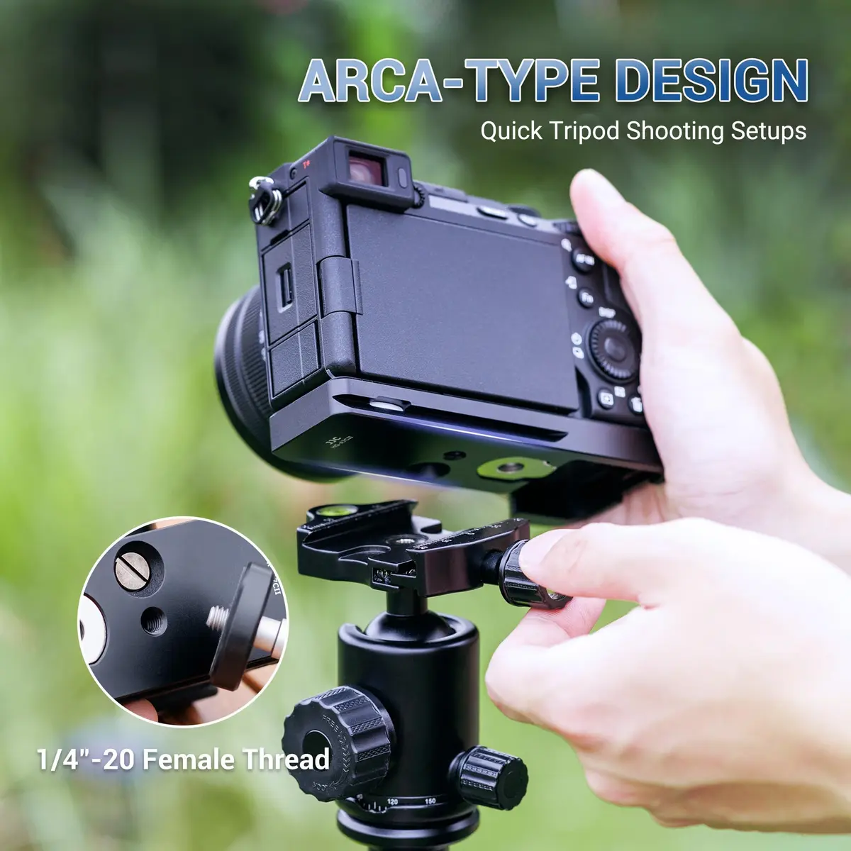 JJC Black Camera Hand Grip for Sony A7CII A7CR | Arca-Type Quick Release Plate & AirTag Compartment - view 5