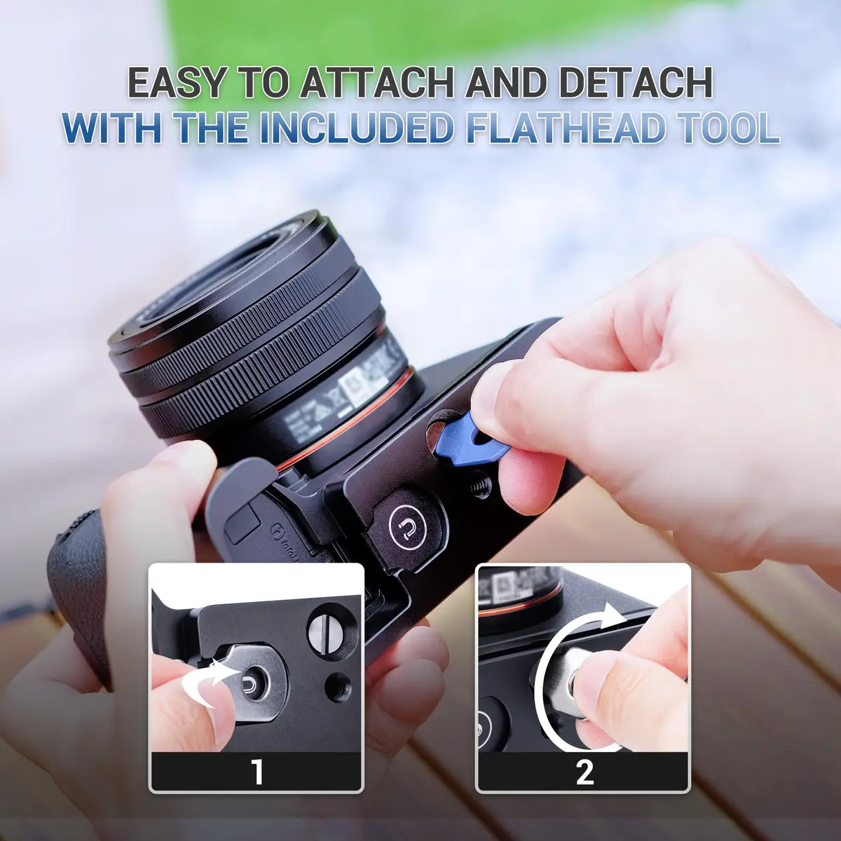 JJC Black Camera Hand Grip for Sony A7CII A7CR | Arca-Type Quick Release Plate & AirTag Compartment - view 4