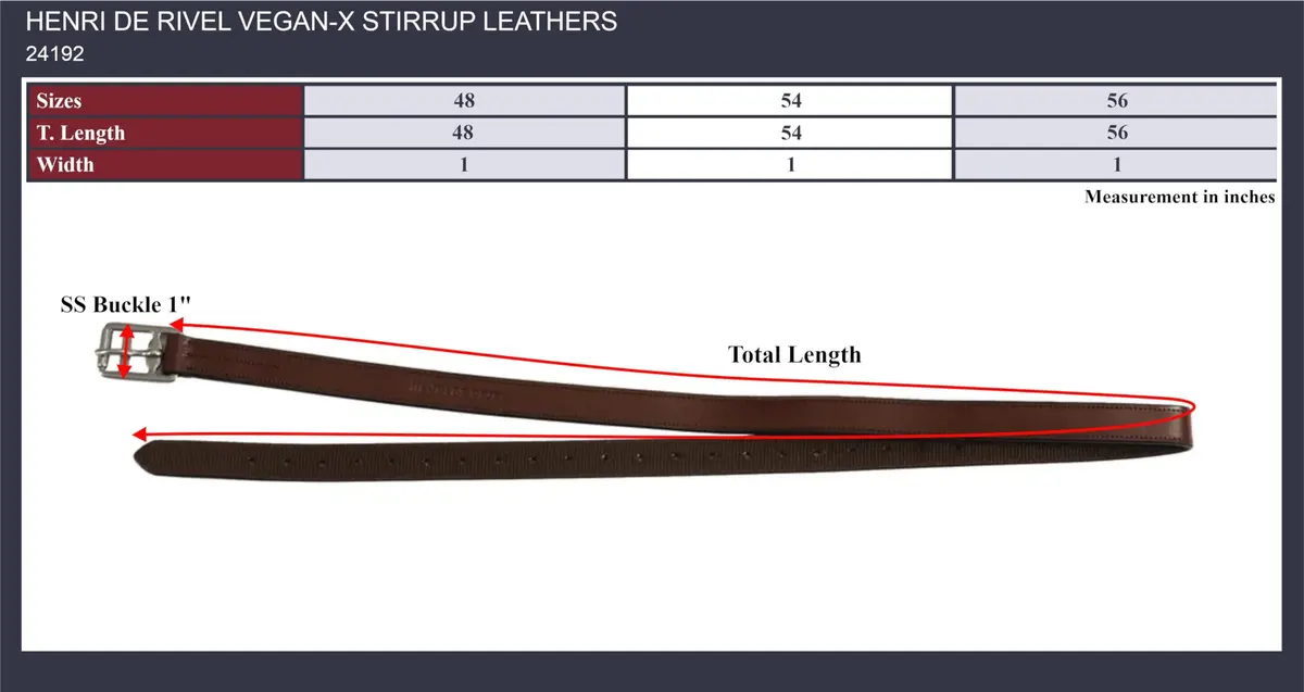Henri de Rivel Nylon Lined Stirrup Leather - Havana - 48 | Durable Imported Leather with Nylon Reinforcement - view 2
