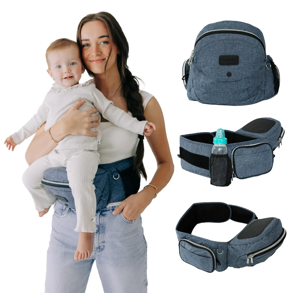 TushBaby The Original Hip Seat Carrier for Babies & Toddlers up to 45 lbs | Safety-Certified Ergonomic Design with Lumbar Support & Storage Pockets - main product image